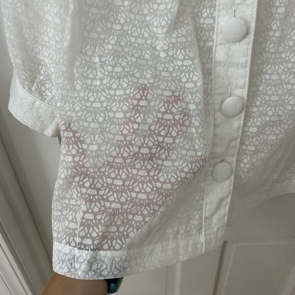A.N.A White Sheer Beachy Button‎ Up Resort Festival Cruise Sz M 3/4 Sleeve - Picture 3 of 5